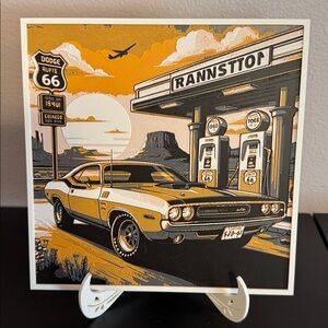 3D print Car Art Print - 8x8 Black, White, Gold